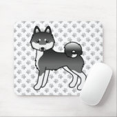 黒と白のアルaskan Klee Kai かわいいキャラクタードッグ マウスパッド (マウス)