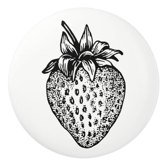 黒と白のイチゴのキャビネット引き出しメイクアップ セラミックノブ (正面)