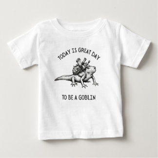 黒と白のイモリの冒険スケッチイラスト ベビーTシャツ