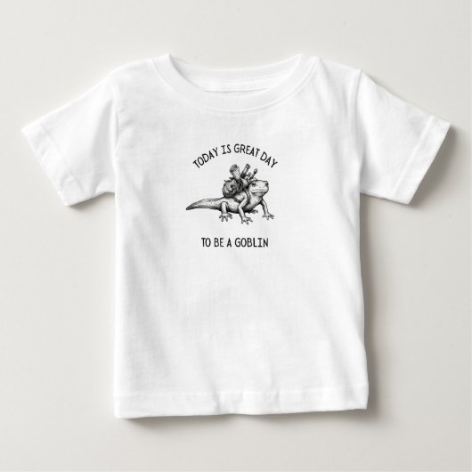 黒と白のイモリの冒険スケッチイラスト ベビーTシャツ (正面)