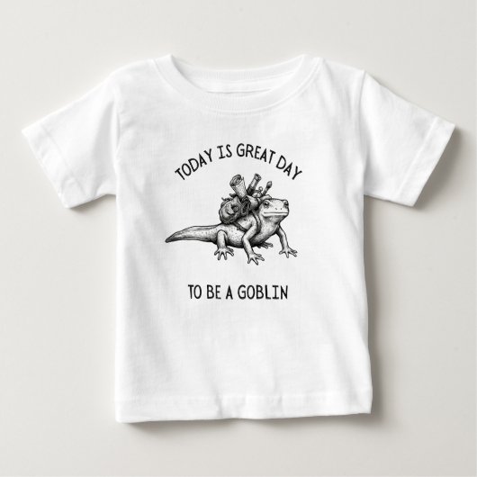 黒と白のイモリの冒険 スケッチイラスト ベビーTシャツ (正面)