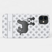 黒と白のイングリッシュスタッフィー犬+名前 Case-Mate iPhoneケース (裏面(横))