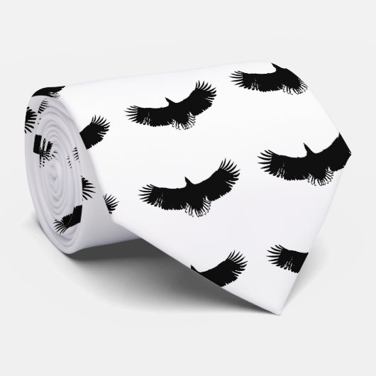 黒と白のイーグルシルエット ネクタイ (ロール)