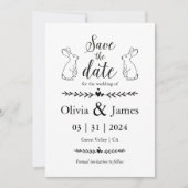 黒と白のイースターの日付を保結婚存 招待状 (正面)