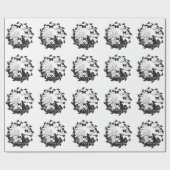 黒と白のイースターバニー卵の円リース ラッピングペーパー (フラット)