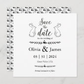 黒と白のイースター結婚式の日を保存しよう セーブザデート (正面/裏面)