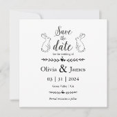 黒と白のイースター結婚式のSave the Date セーブザデート (正面)