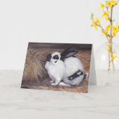 黒と白のウサギの動物グリーティングカード カード (黄色い花)