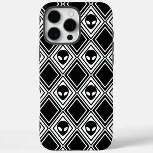 黒と白のエイリアン・アーガイル柄 iPhone 16 PRO MAXケース
