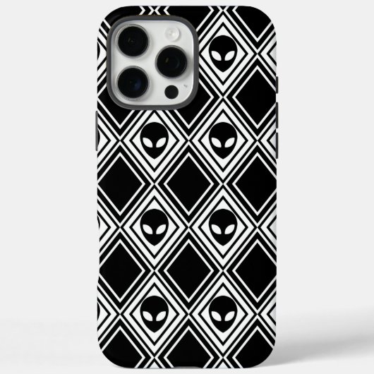 黒と白のエイリアン・アーガイル柄 Case-Mate iPhoneケース (裏面)