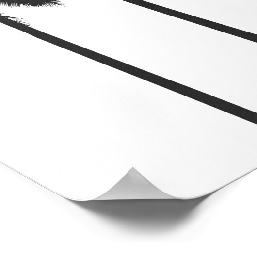 黒と白のエキゾチックな熱帯ヤシの木 ポスター (角)