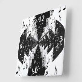 黒と白のエコー音楽ノート壁時計 スクエア壁時計 (傾斜)