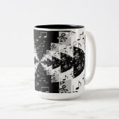 黒と白のエコー音楽ノート ツートーンマグカップ (正面右)