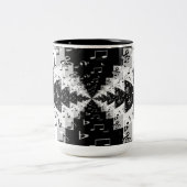 黒と白のエコー音楽ノート ツートーンマグカップ (中央)