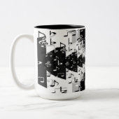 黒と白のエコー音楽ノート ツートーンマグカップ (左)