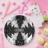 黒と白のエコー音楽ノート ペーパープレート (パーティー)