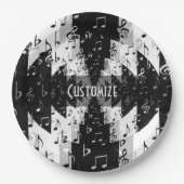黒と白のエコー音楽ノート ペーパープレート (正面)