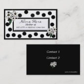 黒と白のエデルワイスママカード コーリングカード (正面/裏面)