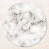 黒と白のエボニーアイボリー大理石仕上げ ラウンドペーパーコースター (正面)