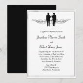 黒と白のエレガントなゲイの新郎の結婚式招待状 招待状 (正面/裏面)