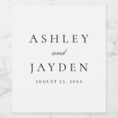 黒と白のエレガントな結婚式 ワインラベル (シングルラベル)