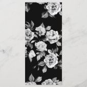 黒と白のエレガントフローラカスタムウェディングディナー メニュー (裏面)