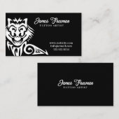 黒と白のオオカミの部族タトゥーアーティスト 名刺 (正面/裏面)