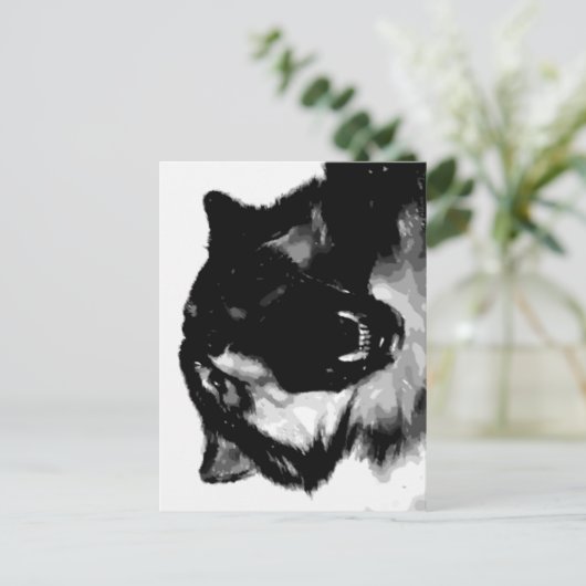 黒と白のオオカミ ポストカード (スタンド正面)