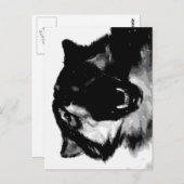 黒と白のオオカミ ポストカード (正面/裏面)