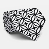 黒と白のオギー星の繰り返しパターン ネクタイ (ロール)