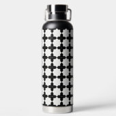 黒と白のオクトガンのタイルパターン ウォーターボトル (背面)