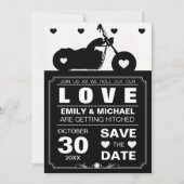 黒と白のオートバイのシルエット日付を保存 セーブザデート (正面)