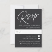 黒と白のオーバーサイズのスクリプトミールの選択 出欠カード (正面)