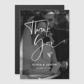 黒と白のオーバーレイフォト | 結婚感謝 マグネット招待状 (正面/裏面)