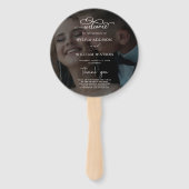 黒と白のオーバーレイ写真結婚式 プログラム手 ハンドファン (正面)