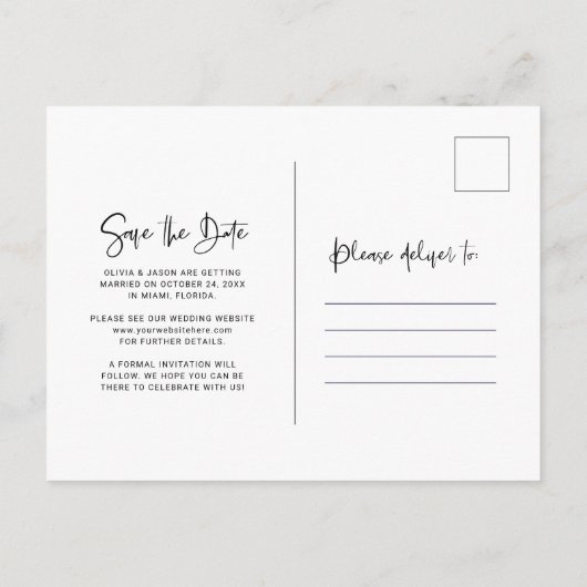 黒と白のオーバーレイ |写真の日付の保存 案内ポストカード (裏面)