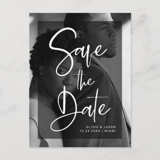 黒と白のオーバーレイ |写真の日付の保存 案内ポストカード (正面)