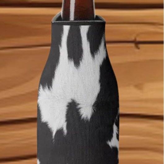 黒と白のカウハイド ボトルクーラー