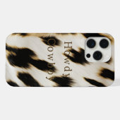 黒と白のカウハイド iPhoneケース (裏面横)