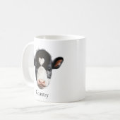 黒と白のカウフェイス カントリー コーヒーマグカップ (正面左)