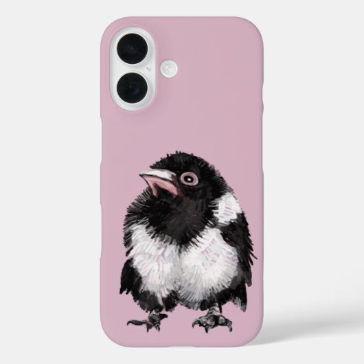 黒と白のカササギのピンク背景 Case-Mate iPhoneケース (裏面)