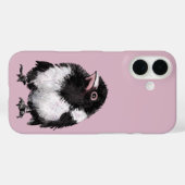 黒と白のカササギのピンク背景 Case-Mate iPhoneケース (裏面 (横))