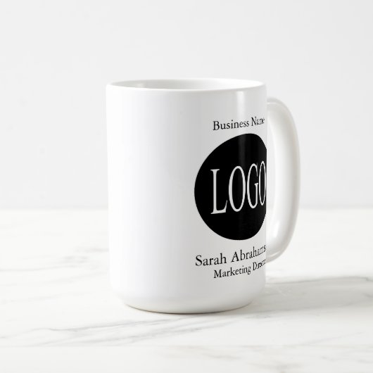 黒と白のカスタムロゴコーヒーマグカップ コーヒーマグカップ (正面右)