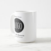 黒と白のカスタムロゴ コーヒーマグ マグカップ (正面左)