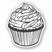 黒と白のカップケーキ ビニールステッカー シール (正面)
