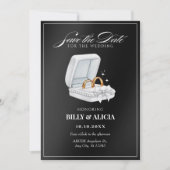 黒と白のカップルリング セーブザデート (正面)