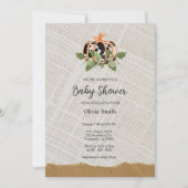 黒と白のカボチャ繊維ベビーシャワー 招待状 (正面)