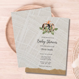 黒と白のカボチャ繊維ベビーシャワー 招待状