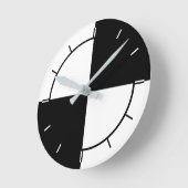 黒と白のカラーブロックは、丸で数値なし  ラウンド壁時計 (傾斜)
