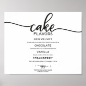 黒と白のカリグラフィーケーキフレーバーサイン ポスター (正面)